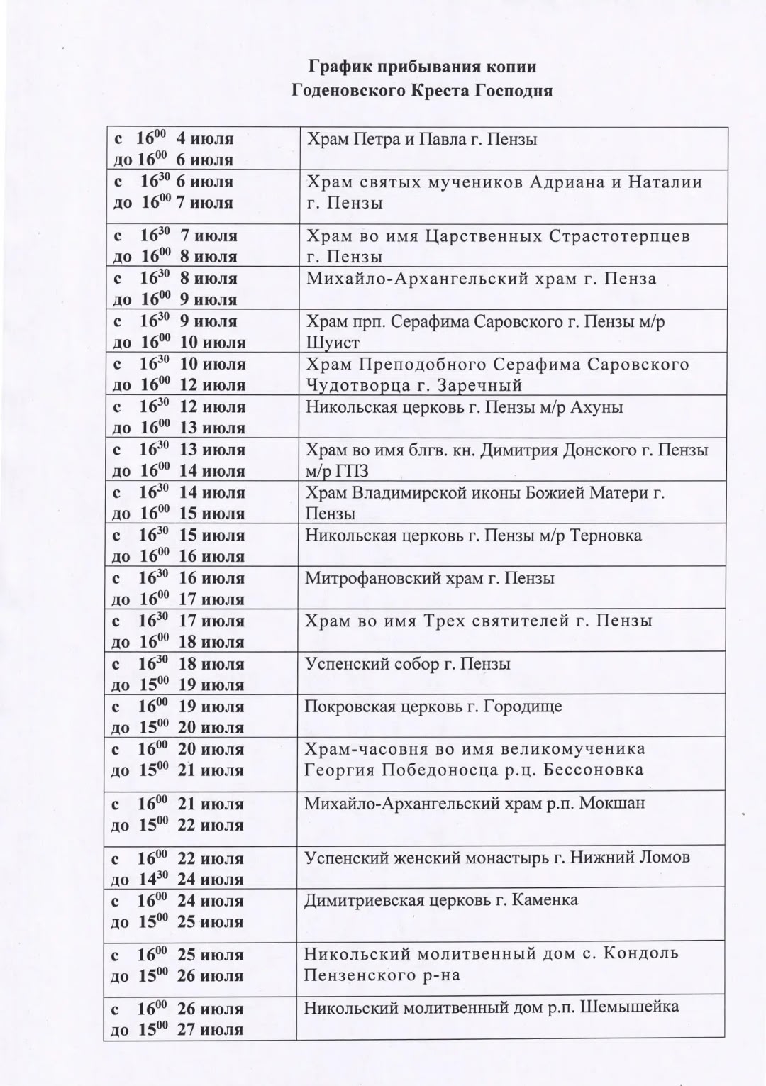 В Пензенскую Епархию для поклонения верующих доставлена копия Животворящего Креста Господня, явленного в селе Годеново